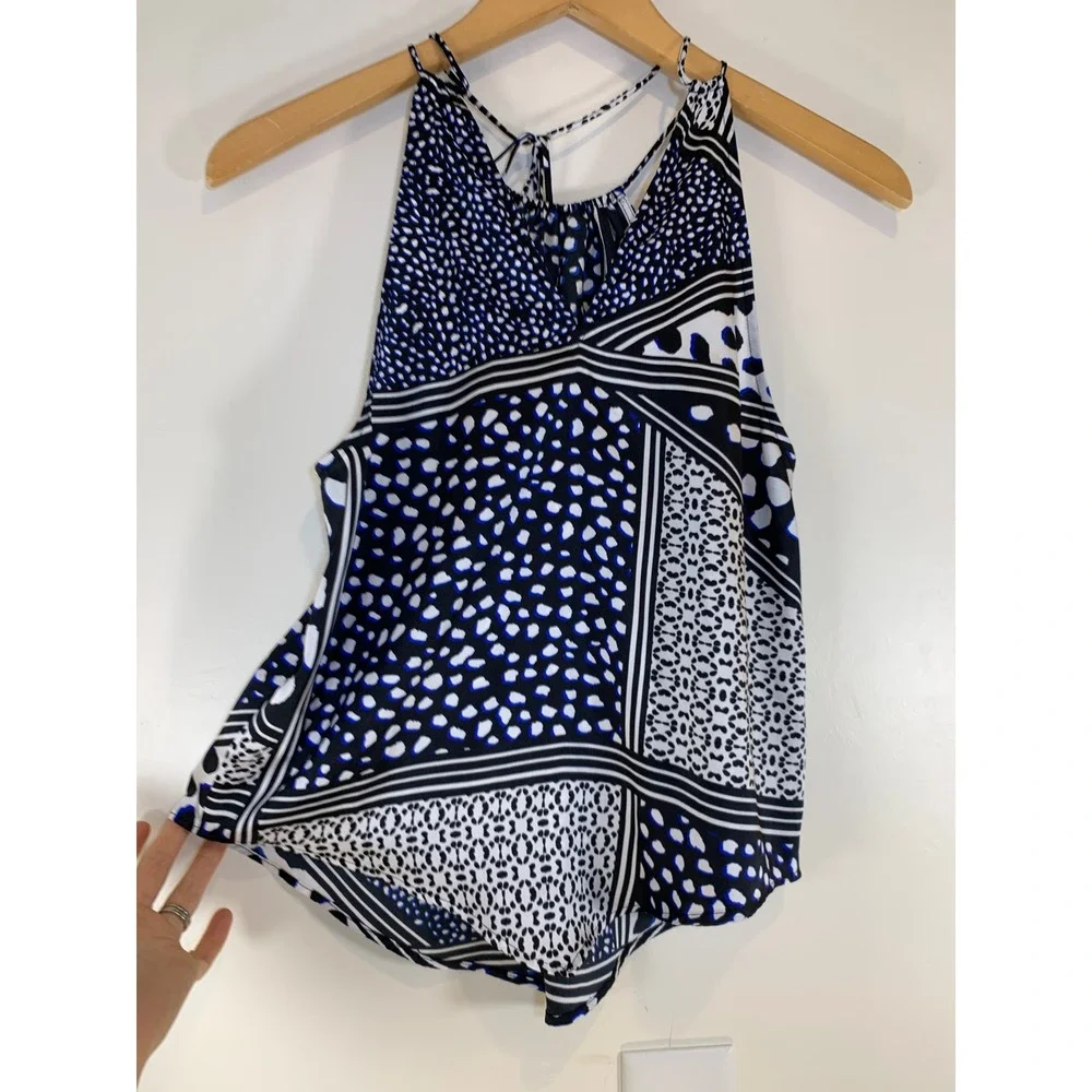 Mixed Animal Print Halter Top Small Boho Eclectic Womens scarf asymmetrical airy